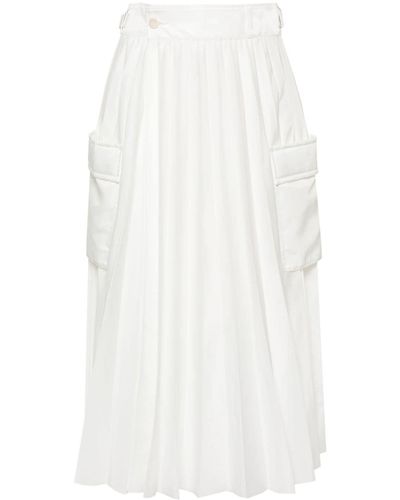 Sacai Pleated Cargo Midi Skirt - White