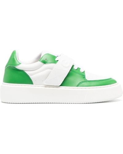 Ganni Logo-embossed Touch-strap Trainers - Green