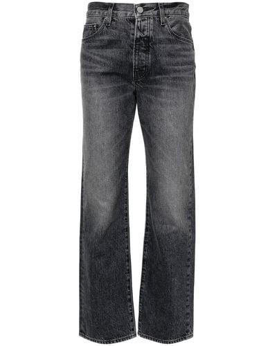 Amiri Mid-rise Logo-patch Straight-leg Jeans - Grey