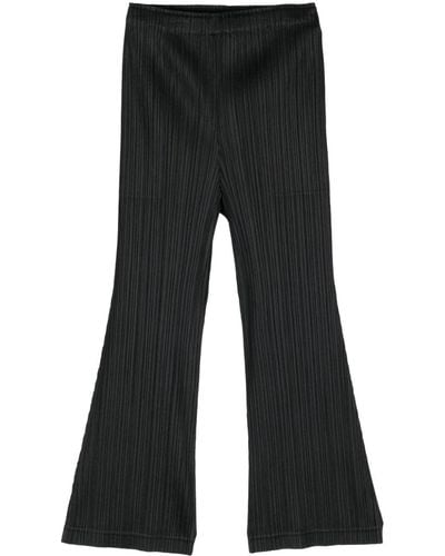 Pleats Please Issey Miyake Pleated cropped trousers - Negro