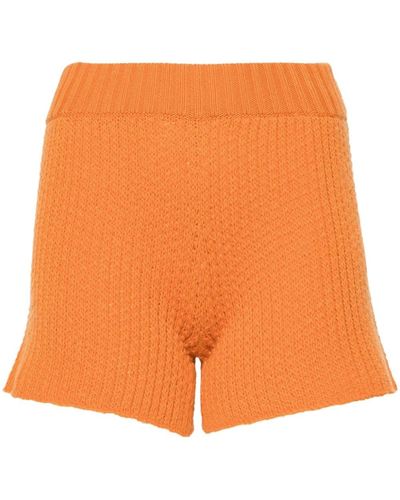 Alanui Finest Ribbed-knit Shorts - Orange