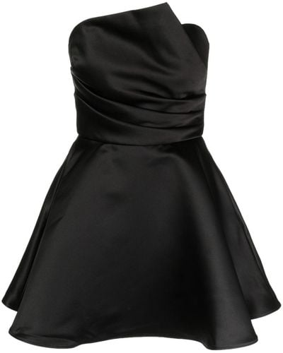 Amsale Asymmetrical Draped Bodice Mini Dress - Black