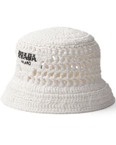 Prada Cappello bucket con ricamo - Bianco