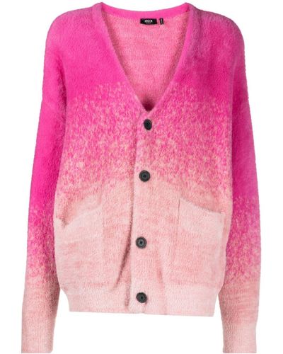 FIVE CM Intarsia-knit Brushed-effect Cardigan - Pink