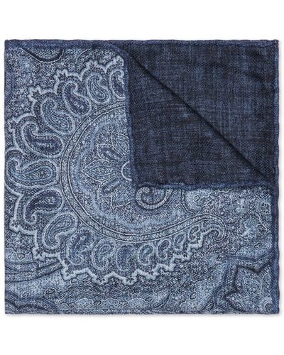 Brunello Cucinelli Paisley-pattern Silk Pocket Scarf - Blue