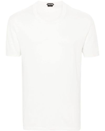 Tom Ford Fein geripptes T-Shirt - Weiß