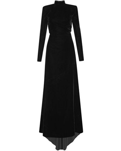 Oscar de la Renta Mock-neck Velvet Gown - Black