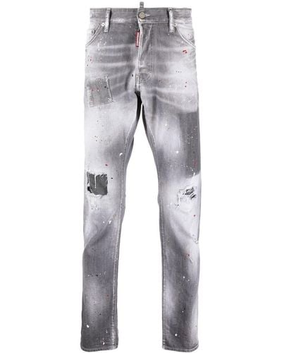 DSquared² Paint-splatter Detail Slim Jeans - Grey