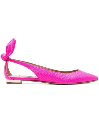 Aquazzura Bow Tie Cut-out Ballerina Shoes - Pink