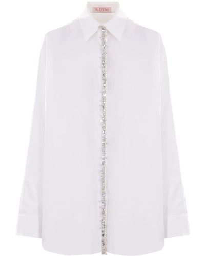 Valentino Garavani Crystal-embellished Cotton Shirt - White