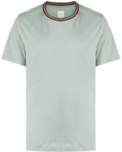 Paul Smith T-Shirt aus Bio-Baumwolle mit gestreiftem Kragen - Grün