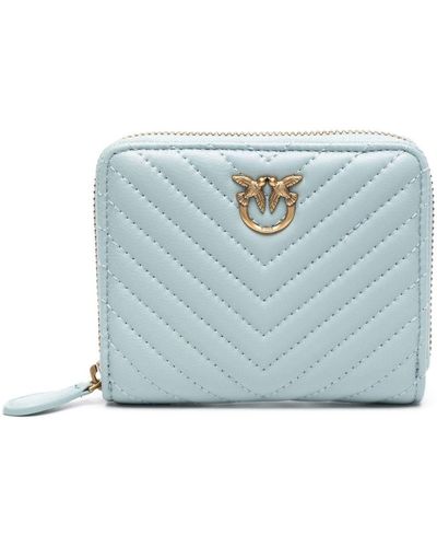 Pinko Love Birds Chevron-quilted Wallet - Blue