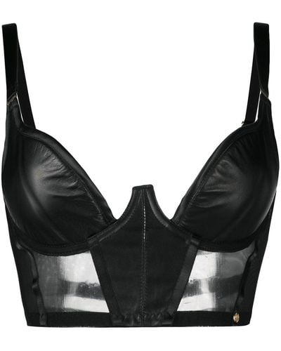 Something Wicked Fitted Leather Bra - Black