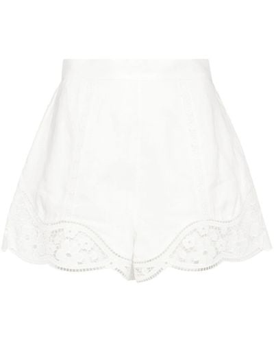 Zimmermann Lace Trimmed Linen Shorts - White