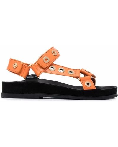 Sandro Eyelet-embellished Leather Sandals - Orange