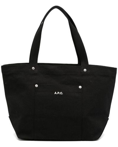 A.P.C. Bolso shopper Thais con logo bordado - Negro