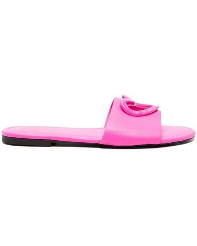 Love Moschino Heart-plaque Leather Slides - Pink