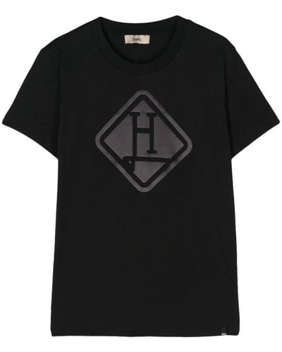 Herno T-Shirt mit Logo-Print - Schwarz