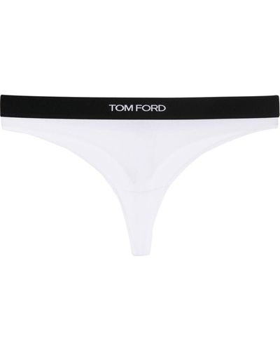 Tom Ford Tanga mit Logo-Bund - Weiß