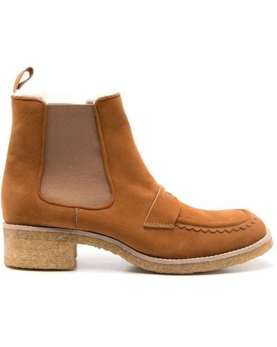 Sarah Chofakian Pullman Leather Ankle Boots - Brown