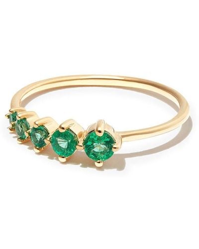 Adina Reyter 14kt Yellow Gold Graduated Emerald Ring - Green