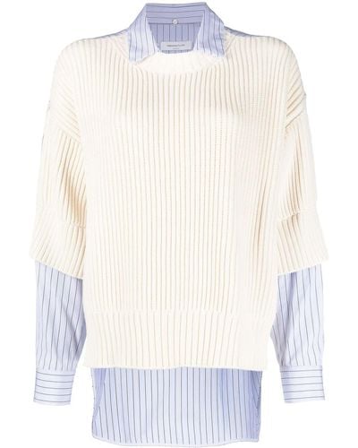 Fabiana Filippi Rib-panel Stripe-print Shirt - White