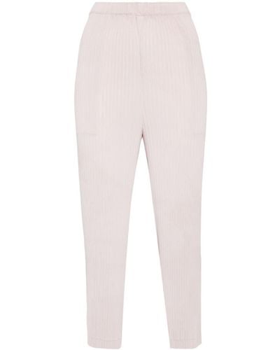 Issey Miyake Pleated Cropped Pants - Pink