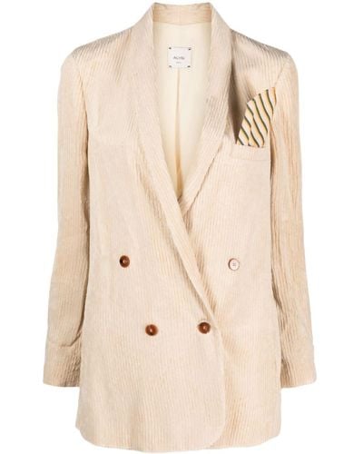 Alysi Double-breasted Corduroy Blazer - Natural