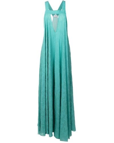 Olympiah Plunging V-neck Gown - Green
