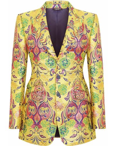 Dolce & Gabbana Patterned Jacquard Suit Jacket - Yellow