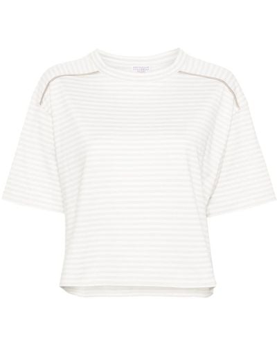 Brunello Cucinelli ストライプ Tシャツ - ホワイト