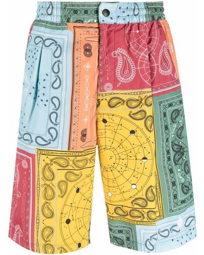 Marcelo Burlon Pantalones cortos en patchwork - Multicolor