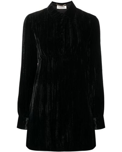 Saint Laurent Long-sleeve Minidress - Black