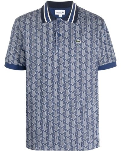 Lacoste Poloshirt Met Monogramprint - Blauw