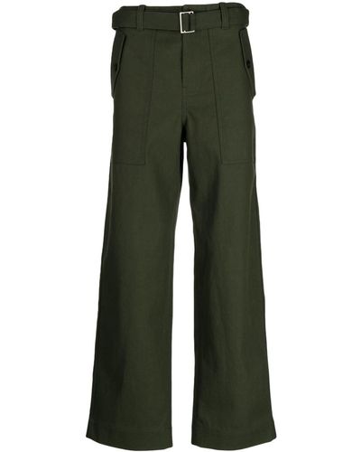 Maison Kitsuné Belted-waist Straight-leg Trousers - Green