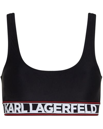 Karl Lagerfeld Haut de bikini à bande logo - Noir
