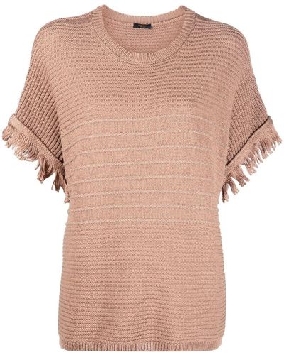 Peserico Sweater Met Franje Detail - Bruin