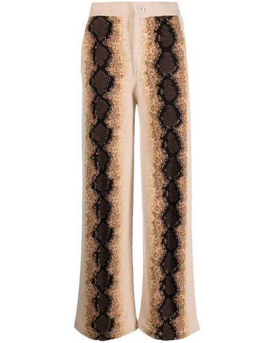 Barrie Python-print Flared Trousers - Natural