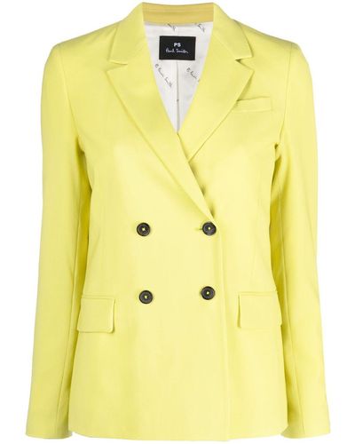 PS by Paul Smith Double-breasted Wool Blazer - Yellow