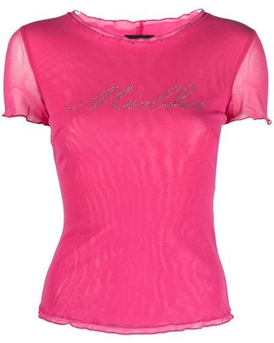 MISBHV Camiseta cruzada con logo - Rosa