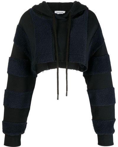 Monse Panelled Cropped Hoodie - Black