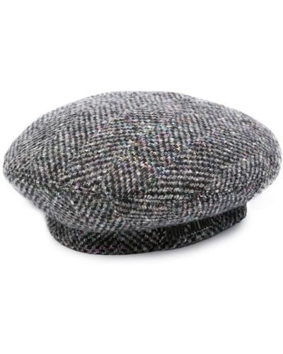 Borsalino Logo-patch Knitted Hat - Grey