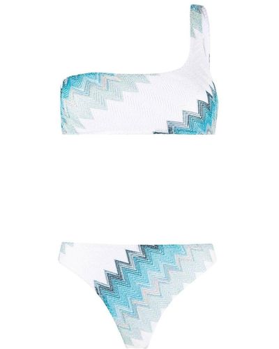 Missoni Bikini asymétrique à motif zigzag - Bleu