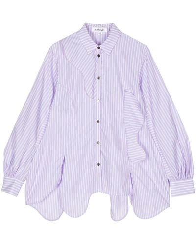 Enfold Mix Wave Stripe Cotton Shirt - Purple