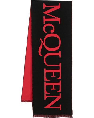 Alexander McQueen リバーシブル ロゴ スカーフ - レッド
