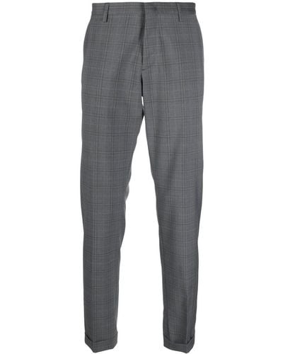 Paul Smith Check-print Straight-leg Trousers - Grey
