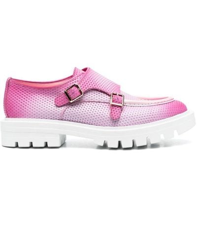 Santoni Leather Double-buckle Loafers - Pink
