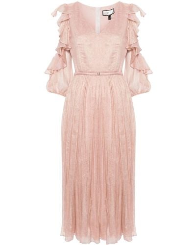 Nissa Ruffle-detail Silk Dress - Pink