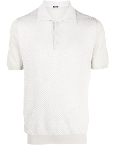 Kiton Diamond-pattern Cotton Polo Shirt - White