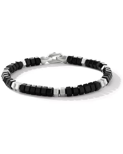 David Yurman Sterling Silver Hex Bead Onyx Bracelet - Black
